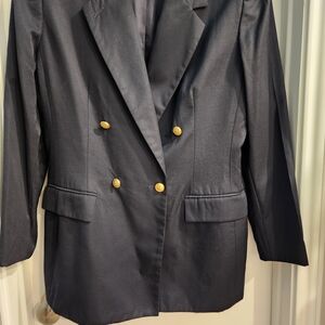 Lands' End Women's Classic Navy Blazer with Gold Buttons